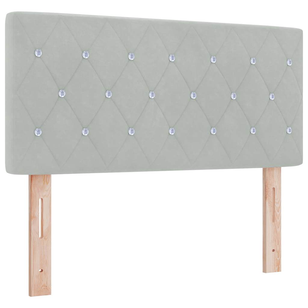 LED Headboard with LED Strip Lights Light grey 90 cm Velvet